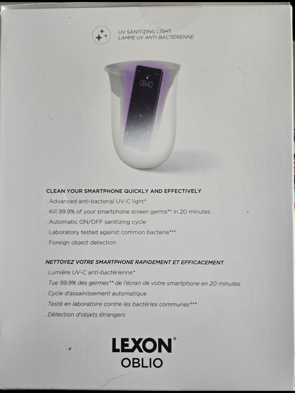 Oblio White Wireless Charging Station with UV Sanitizer NEW - Picture 4 of 10